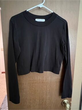 Tan Lines Black Long-Sleeve Cropped Top